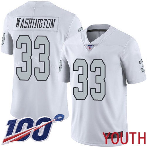 Oakland Raiders Limited White Youth DeAndre Washington Jersey NFL Football #33 100th Season Jersey